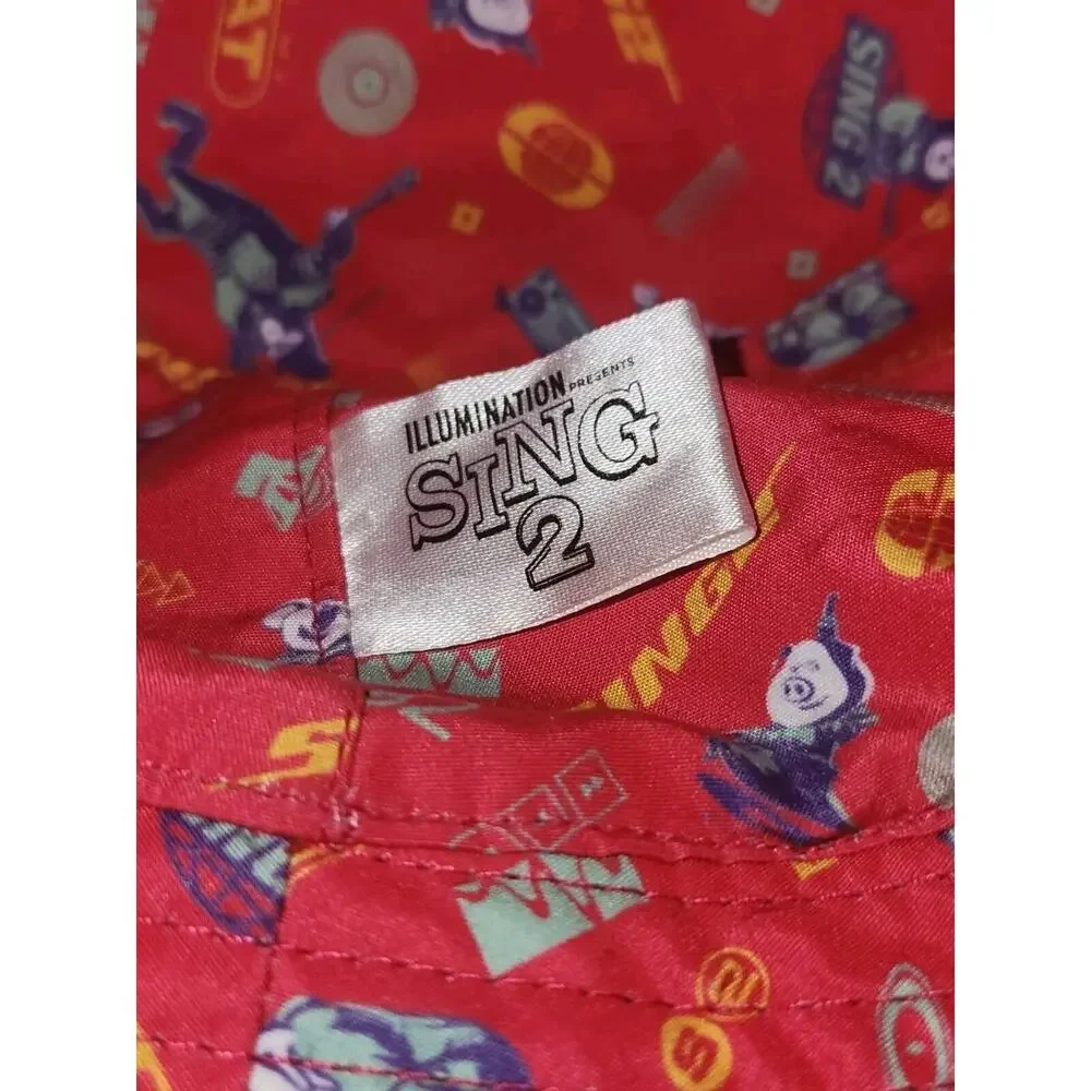 Sing 2 Bucket Hat Black Cartoon Characters Graphic Print Novelty‎